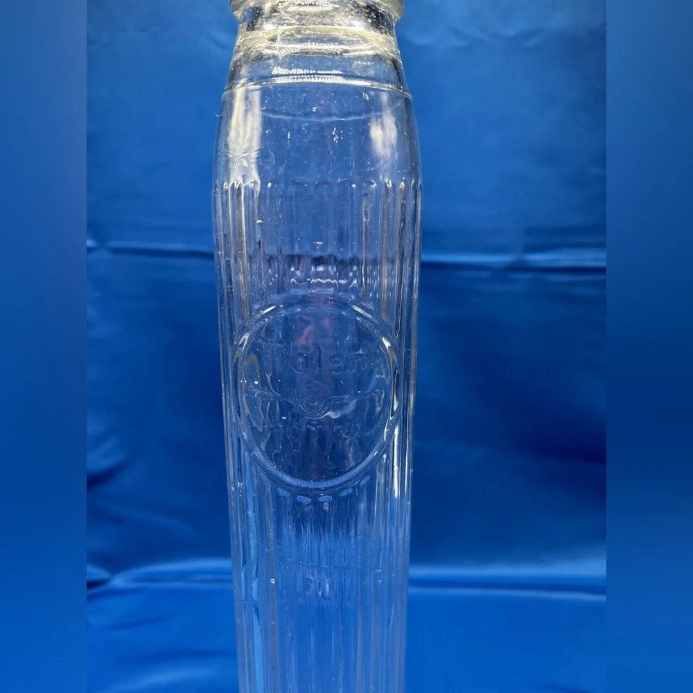 Vintage 18 inch Tiolene Motor Oil Clear Glass Bottle One Quart Rare (1)